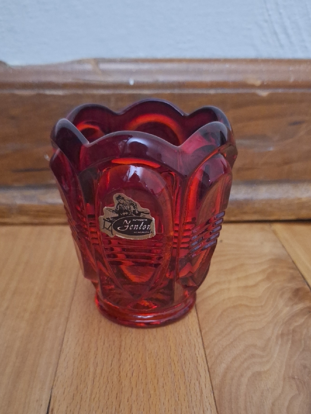 Fenton Red Glass Votive or Toothbrush Holder